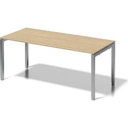 BISLEY Bureau CITO à piétement en U, h x l x p 650 - 850 x 1800 x 800 mm, piétement argent, plateau érable