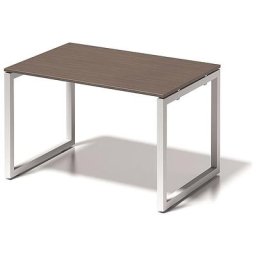 BISLEY Bureau CITO à piétement en O, h x l x p 740 x 1200 x 800 mm, piétement blanc, plateau noyer