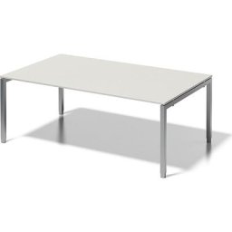 BISLEY Bureau CITO à piétement en U, h x l x p 650 - 850 x 2000 x 1200 mm, piétement argent, plateau blanc gris