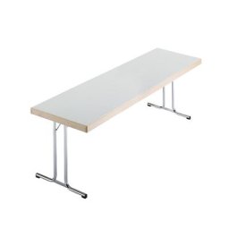 Tables pliantes, piétement en T, 1700 x 700 mm, piétement chromé, plateau gris clair