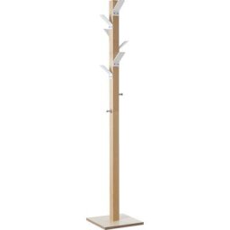 Portemanteau sur pied, bois massif, couronne blanche