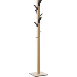 Portemanteau sur pied, bois massif, couronne noire