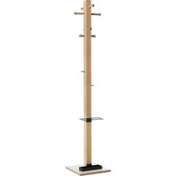 Portemanteau easyCloth, bois massif, 8 petites patères, porte-parapluies noir