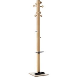 Portemanteau easyCloth, bois massif, 8 grandes patères, porte-parapluies noir
