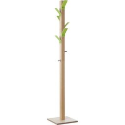 Portemanteau sur pied, bois massif, couronne verte