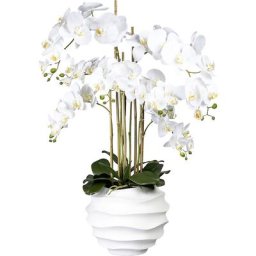 Phalaenopsis, Real Touch, hauteur 950 mm, blanc, pot en plastique blanc