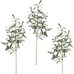 Branche d'olivier, lot de 3, hauteur 1000 mm, 16 fruits