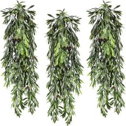 Feuilles d'olivier suspendues, lot de 3, avec 10 olives, longueur 850 mm, vert