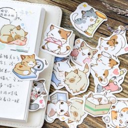 Mini autocollant en papier Kawaii mes vilains chats étiquette scrapbooking décoration d'album