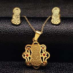 Ensemble de bijoux en acier inoxydable pour femmes et filles émail violet ensemble de boucles