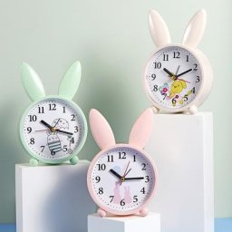 Réveil lapin de dessin animé pour chambre à coucher décoration de chevet simple petit muet