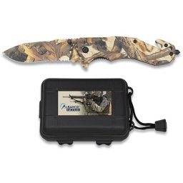 Coffret couteau camouflage 20,5cm coupe sangle + brise-glace