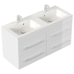 Meuble salle de bain double vasque HELIOS SoftClose blanc brilliant