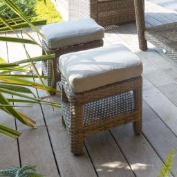 Pouf de jardin carré Polynésia Naturae Aluminium traité époxy, Résine tressée, Polyester Unisexe