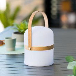 Lampe d'extérieur Kiara avec anse en bois H. 26,5 cm Unisexe