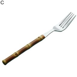 Cuillère ergonomique Durable sans bavure lignes lisses couverts occidentaux Imitation bambou pour