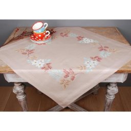 Nappe à broder ""fleurs givrées