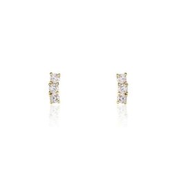 Boucles D'oreilles Puces Plaqué Or Jaune Alodia Oxydes De Zirconium