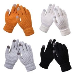 Gants chauds en tricot pour hommes et femmes doublés de molleton pour écran tactile hiver