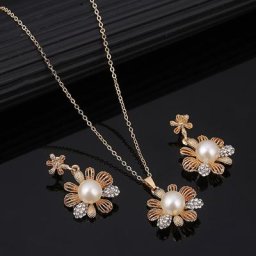 ZOSHI-Ensemble de bijoux pendentif fleur pour femme perle simulée patients ensembles de mariage