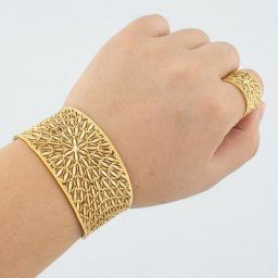Bracelet manchette ajouré en cuivre africain pour femmes couleur or de dubaï bijoux éthiopiens