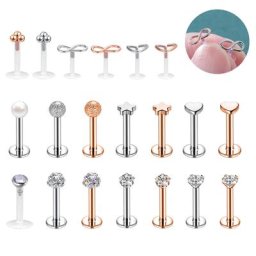 Boucles d'Oreilles en Acier Inoxydable de 16g avec Boule de Clip Piercing de Jules Labret Monroe