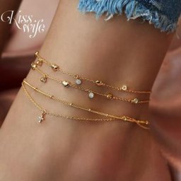 KISSWIFE – bracelets de cheville multicouches en cristal pour femmes bijoux de plage style bohème