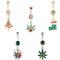 Anneau de nombril de Noël générateur de piercing au cuir chevelu pendentif en acier 1 pièce
