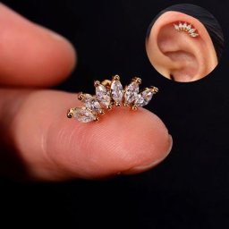 Piercing d'oreille en cristal élégant pour femme clou d'oreille étoile papillon fleur