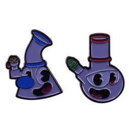 Pipehead Bong Bro & Dab Dude Émail Pin Set Cuphead Adventure Game Mashup Jewelry