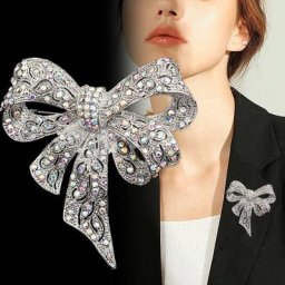 Broches à nœud en biscuits pour femmes grand nœud papillon broche noire bijoux vintage