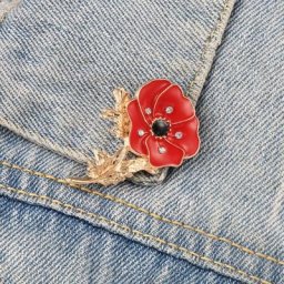 Broche à fleur de pavot rouge pour femme belle épingle en émail pour robe de dame pull en tissu