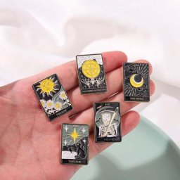Broches rectangulaires en émail multicolore pour hommes et femmes 1 pièce Vintage Tarot broche