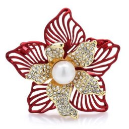 Wuli & baby – broche en forme de fleur pour femme magnifique épingle à strass Double couche pour