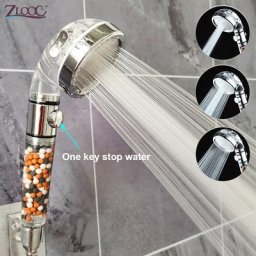 Zloog HOShower-Pommeau de douche noir avec bouton d'arrêt 3 modes filtre à anions haute pression