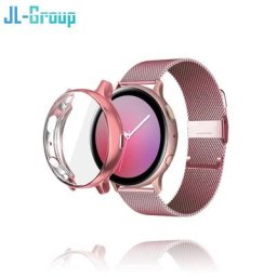 20mm 22mm Bracelet pour Samsung Galaxy Watch 5 4 Active 2 40mm 44mm Bracelet avec étui TPU