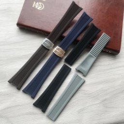 Bracelet de montre en caoutchouc silicone noir bleu marron gris 25x18mm pour Patek PP 5711 /