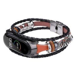 Bracelet de rechange en cuir tressé avec perles pour Xiaomi Mi Band 4 accessoire de haute qualité