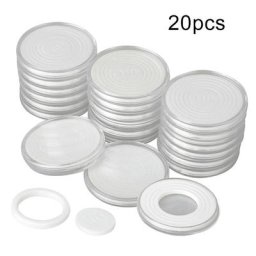 Boîte à monnaie ronde transparente rangement de capsules collection de pièces de monnaie support