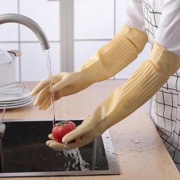 Gants longs réutilisables en caoutchouc pour la vaisselle domestique gants de cuisine gants de