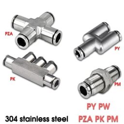 Raccord Rapide Pneumatique en Acier Inoxydable PM PY PZA PK 304 4 6 8 10 12 Tuyau d'Air Haute