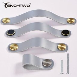 TENCHTWO-Bouton de porte en cuir gris pour meubles de cuisine commode chaussure poignées