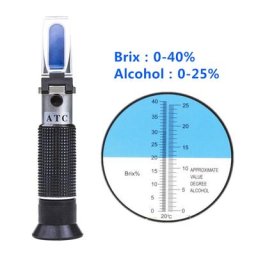 Réfractomètre de raisin portatif pour le vin 0-25% spiritueux testeur alcool mètre Brix 0-40%