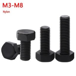 20/50/100Pc M3 M4 M5 M6 M8 Black Nylon Hexagonal Screw Plastic Insulated Screw Bolt Length 6-60mm