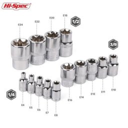 Hi-Spec-Jeu de douilles E-Socket adaptateur Torx Star Bit réparation d'outils à main tête pour
