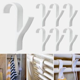 Cintre de Haute Qualité pour Vêtements 6 Pièces Crochets de Salle de Bain Porte-Écharpe Blanc