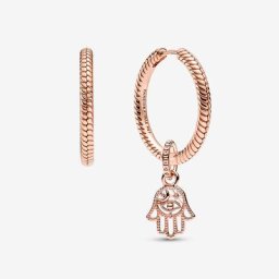 Créoles et Charm Main de Fatma Dorés l'or rose 585/1000e