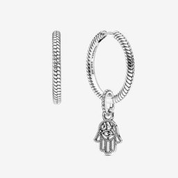 Créoles et Charm Main de Fatma Argent 925/1000e