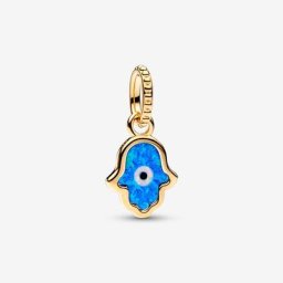 Charm Pendant Main de Fatma Bleue Opalescente