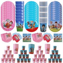 Paw Patrol-Ensemble de Décorations d'Anniversaire Bleu Rouge Rose Serviettes en Papier